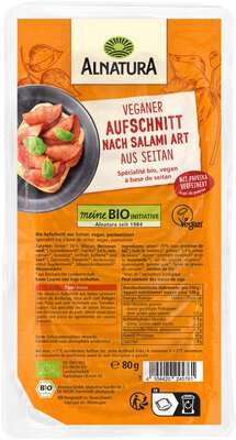 Veganer Aufschnitt nach Salami-Art aus Seitan (gekühlt)