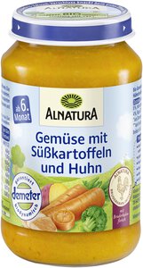 Gemüse mit Süßkartoffeln und Huhn