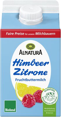 Fruchtbuttermilch Himbeer-Zitrone aus Weidemilch