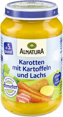 Karotten mit Kartoffeln und Lachs