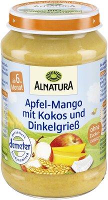 Apfel-Mango mit Kokos und Dinkelgrieß 