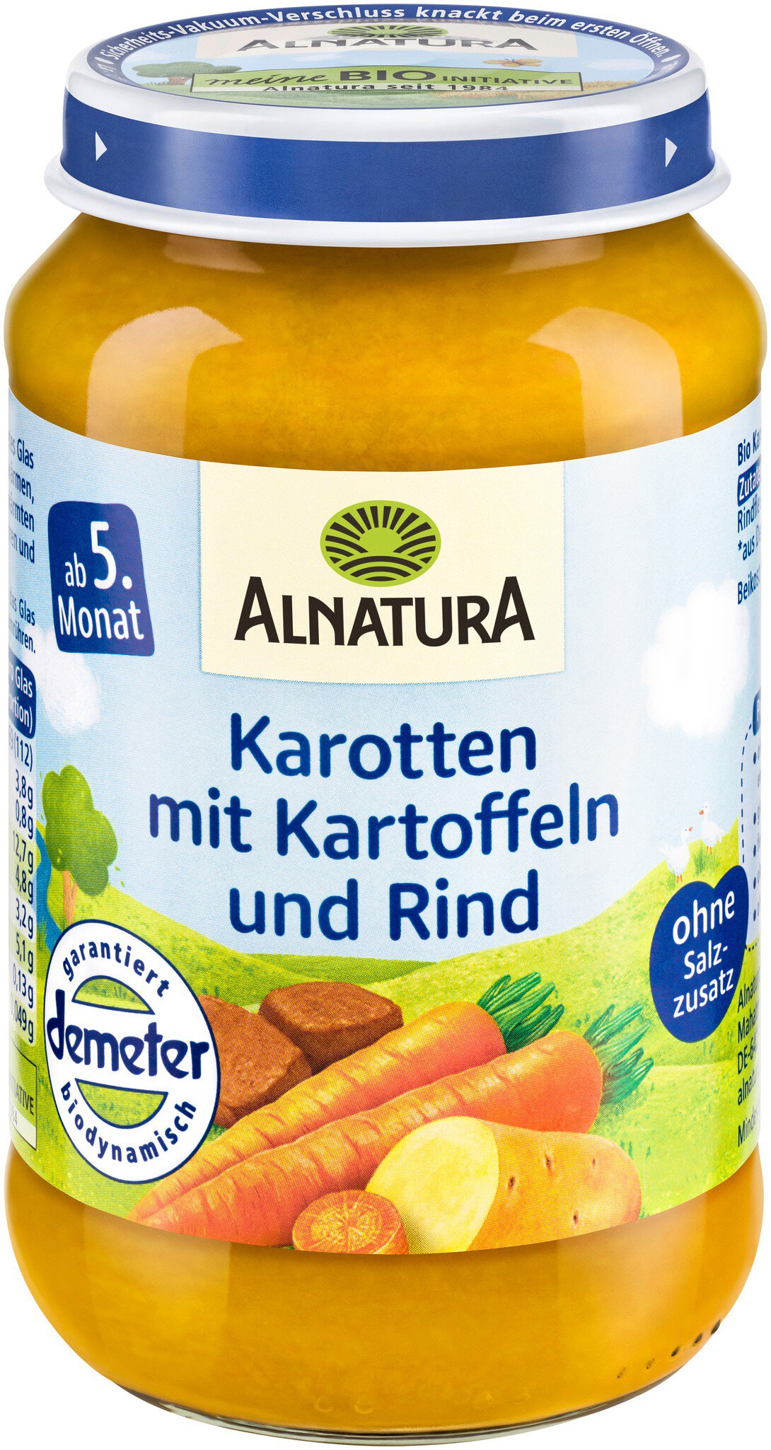 Karotten mit Kartoffeln und Rind (190 g) in Bio-Qualität von Alnatura