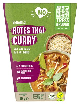 Rotes Thai Curry mit Reis vegan