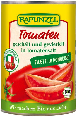 Tomaten geschält und geviertelt