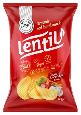 Linsen Chips rotes Pesto