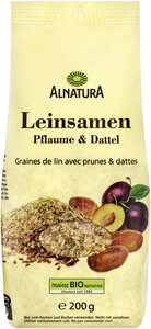 Leinsamen mit Pflaumen und Dattel